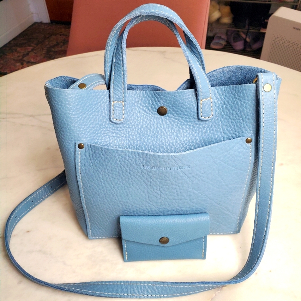 PLG Portland Leather Goods Mini Crossbody Tote Unicorn Color Dream Set